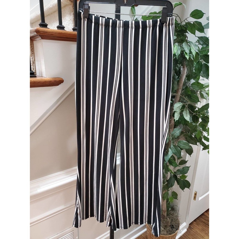 La Gypsy Black Stretch Polyester Mid Rise Wide Legs Comfort Waist Pant Size L